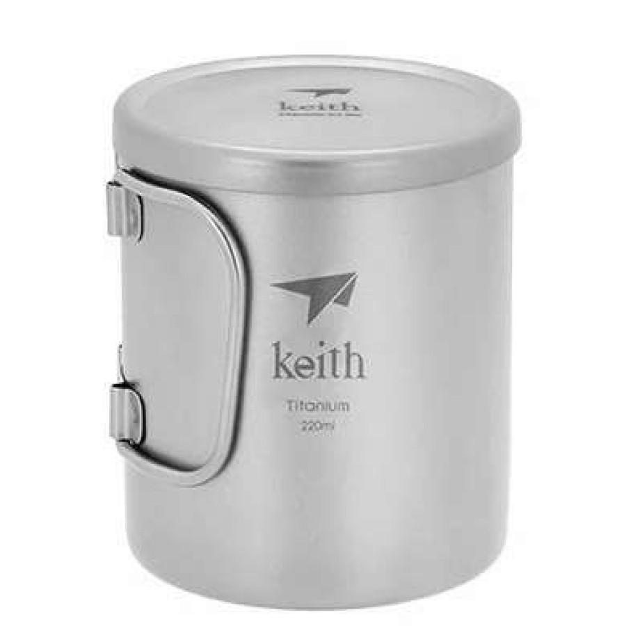 * Wholesale Keith Double-Wall Titanium Mug With Folding Handle And Lid | Camp And Hike