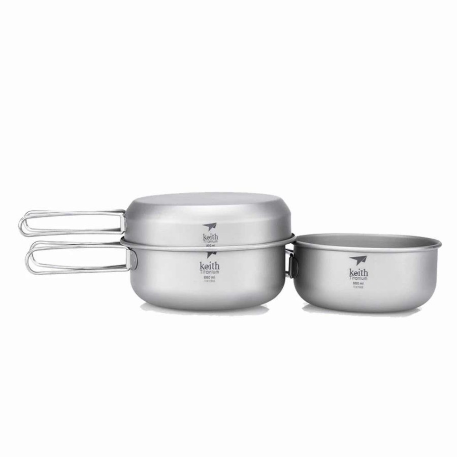 * Deals Keith 3-Piece Titanium Pot And Pan Set | Camp And Hike